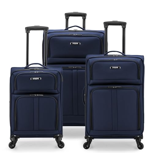 Image of U.S. Traveler Anzio Softside Expandable Luggage with Spinner Wheels, Navy, 3-Piece Set (22 /26 /30)