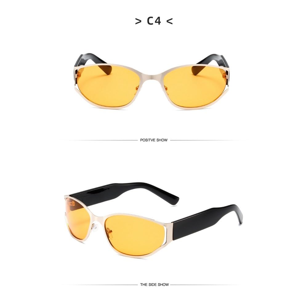 Retro owalne okulary przeciwsłoneczne damskie modne gradientowe odcienie UV400 męskie żółte okulary przeciwsłoneczne