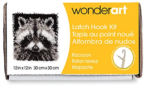 Image of Wonderart 426226C Raccoon Yarn Latch-Hook Kit12 inch X 12 inch100% Acrylic Machine Wash & Dry