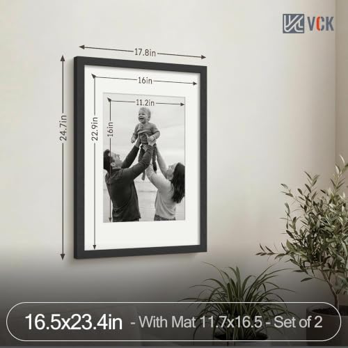Image of VCK A2 Frame 2 Pack, Black Wood, A3 Mat, for Picture, Poster, Art
