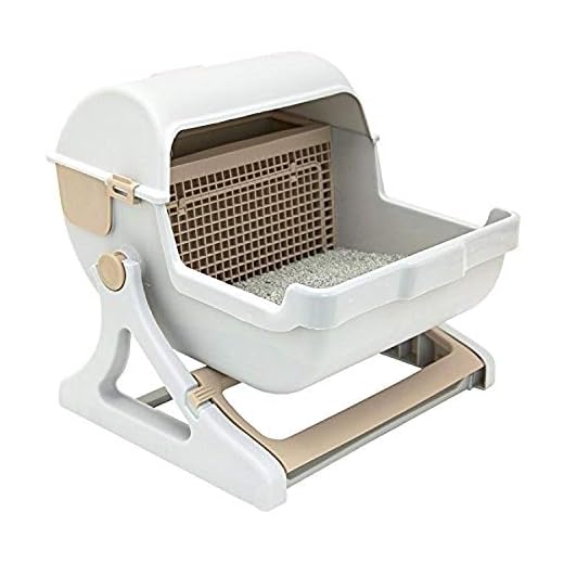 Le you pet semi-automatic quick cleaning cat litter box, Luxury cat toilet(white / milk brown)