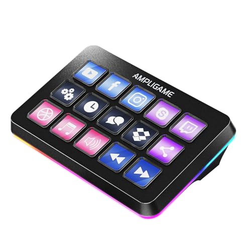 FIFINE D6 Streaming Controller Macro Keyboard with 15 Customizable Keys for Live Stream Gaming and Podcast Compatible with Twitch/OBS/YouTube/Streamlabs Etc Keypad for Mac and PC