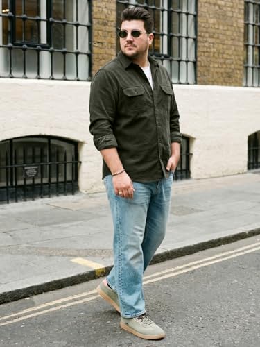 Image of Urbano Plus Men's Corduroy Full Sleeve Regular Fit Solid Overshirt with Utility Pockets