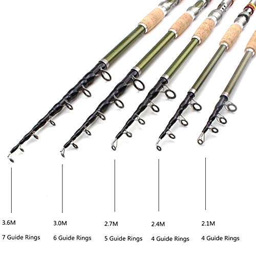 XUHUI Tragbare Angelrute Erwachsene 2.1m 2.4m 2.7m 3.0m 3.6m Teleskop Angelrute Carbon-Holzgriff Spinnrute Extra Heavy… – Bild 5