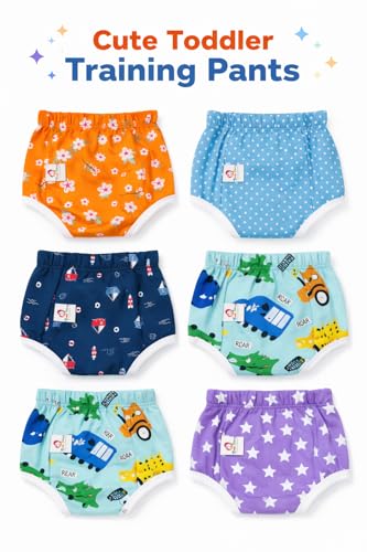Image of Premium Baby Diaper Pants / Potty Training Panties / Padded Underwear for 0 - 4 Years | Soft, Washable & Reusable Cotton Nappies for Boys & Girls | Leakproof, Absorbent & Breathable | 2 /3 /4 Pack | Leakproof, Absorbent (Premium multicolor, 2-3 years, 2, count)