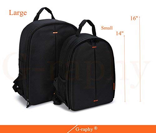 Camera Bag Camera Backpack Waterproof 16\" X 13\" X 5\" with Rain Cover for DSLR Cameras, Lens, Tripod and Accessories (Orange, Large) - Thumbnail 7