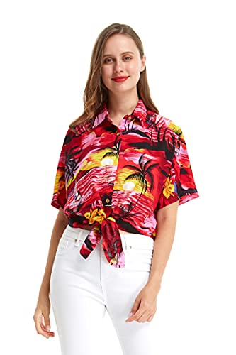 Image of Hawaii Hangover Family Matching Hawaiian Clothes, Sunset Red | Family matching Hawaiian outfits, Sunset Red, lightweight rayon, machine washable, tropical floral print, luaus, cruises