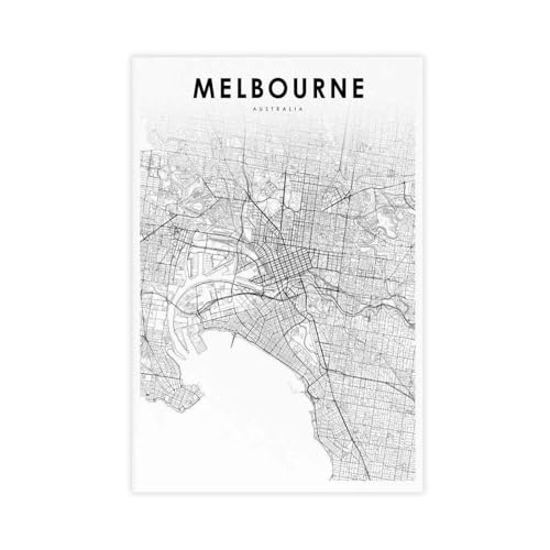 Poster Melbourne carte Australie pour mur vide toile 60x90