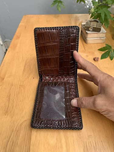 Vietnam Genuine crocodile tail leather skin brown bifold wallet for men, alligator leather skin Men's wallet3