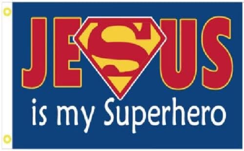 3X5 Jesús es mi súper héroe cristiano Dios 100D BANDERA OJILLOS
