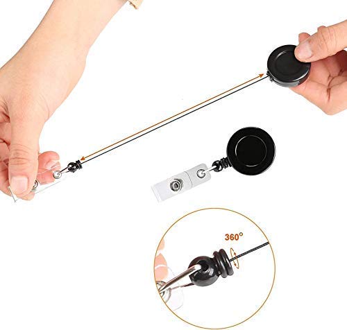 Image of FEDUS I.D. Card Retractable Holder Badge Yo Yo Clip [Pack of 3] (Black)