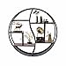 Scaffale rotondo da parete in legno e metallo nero, portaspezie in design industriale, scaffale da cucina con 6 ripiani, decorazione moderna da parete per libri e scaffali (59 cm)