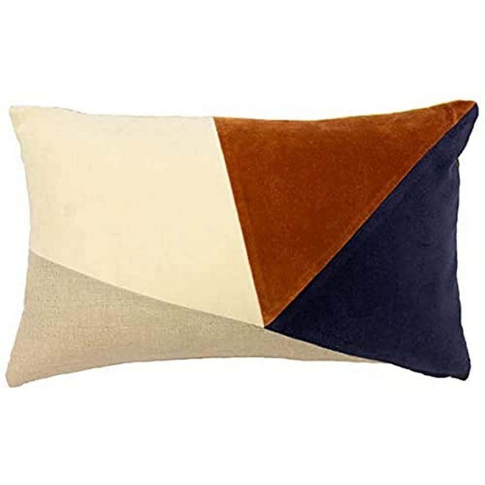 Riva Home Solomon Polyfilled Cushion, Navy/Ginger, 30 x 50cm
