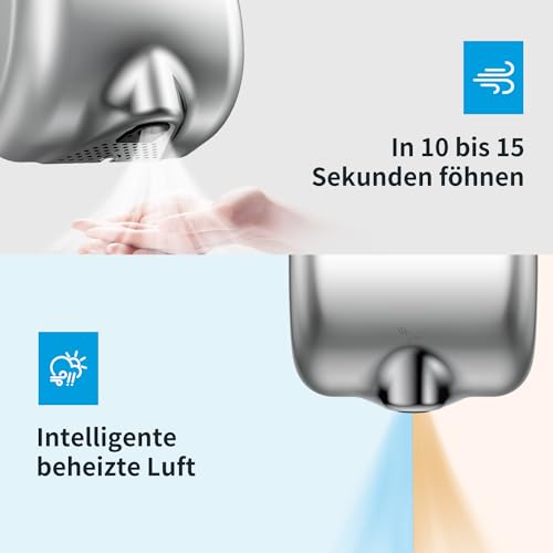 AIKE Elephant Power Händetrockner Mit HEPA-Filter, Gewerblich Hochgeschwindigkeit, Auto Warmluft, Edelstahlgehäuse AC220V-240V, AK2800BH