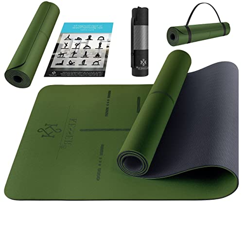 KESSER® Esterilla de gimnasia con correa de transporte, antideslizante, TPE, esterilla de yoga, acolchada y antideslizante, 183 x 61, esterilla de entrenamiento para fitness, pilates y gimnasia