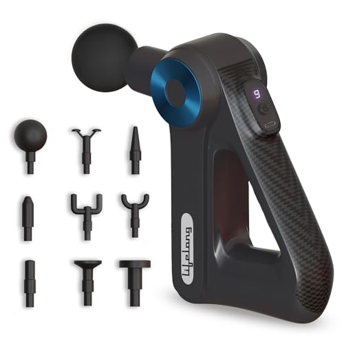 Lifelong Gun Massager for Pain Relief with 9 Massage Heads Massage Gun Machine for Full Body - Gun Massager Rechargeable with 9 Speed Levels & Easy-Gr