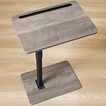 YUHFERA Couch Side Table - 360°Swivel Height Adjustable End Table,Sofa Armrest Tray Table,Snack Side Table for Bed or Chair with Phone & Tablet Slot,Gray Standard