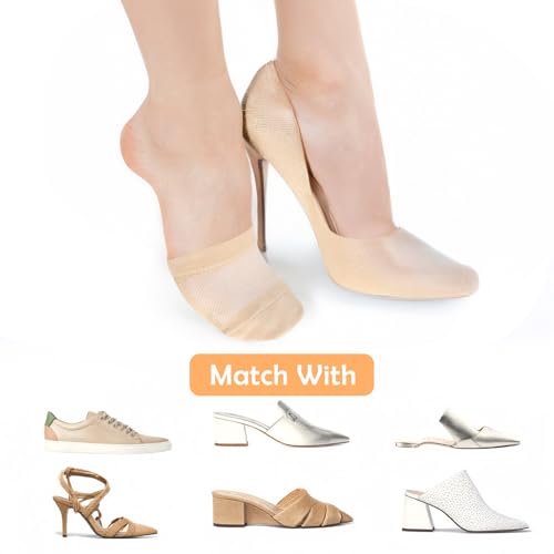 Women's Toe Socks for Mules, 8 Pairs No Show Liner Half Socks, Toe Topper Covers, Seamless Non-Slip Invisible Grip Liners for Women (4 Colors)4