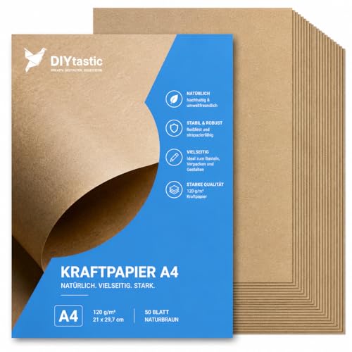 100x Kraftpapier braun 160 g/m aus Nachhaltigen Naturpapier - zum Basteln & Drucker geeignet - Dickes Kartonpapier & Tonpapier