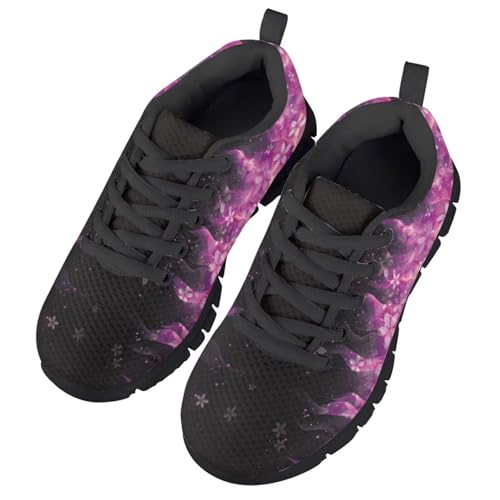 Girls Black Sneakers Kids Fashion Breathable Running Shoes Lightweight Lace-up Mesh Sneaker for Little Girls3