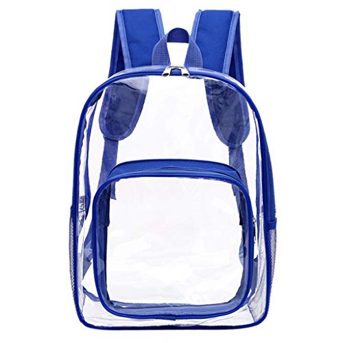 COOLLL Transparent Backpack See Through Daypack PVC Knapsack Drawstring Mini Outdoor Casual Travel Satchel Blue