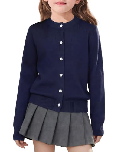 Image of Girls Cardigan Sweater School Uniforms Toddler Long Sleeve Button Knit Solid Sweaters Tops