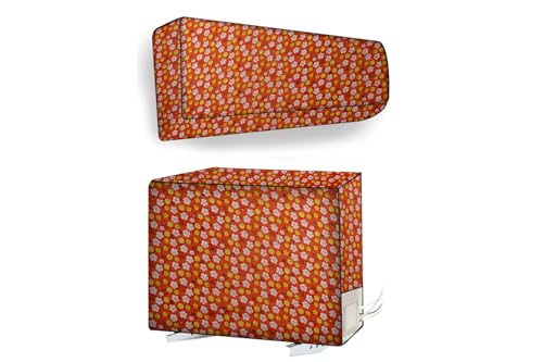 Image of The Furnishing Tree 2 Ton Split AC Cover for Indoor and Outdoor Units Mini Floral Pattern Orage