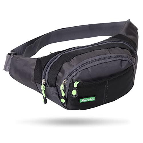 Xuuza Black Crossbody Workout Waist Pack, With 4-Zipper Pockets Running Belt Fanny Bag Gifts for Enjoy Sports Traveling Casual Hands-Free Wallet Crossbody All Phone Carrying Adjustable Strap Pouch