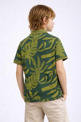 Image of Alan Jones Clothing Boys Regular Fit All Over Printed Polo T-Shirt | Cotton Blend | Ribbed Hems | Ages 6-16 Years