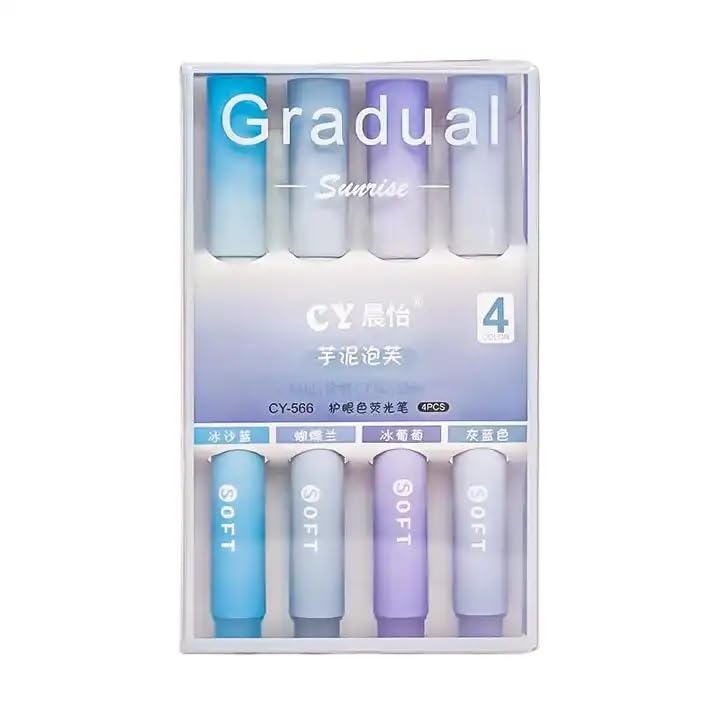 Homaxy Markers Dual Tip Fluorescent Pastel Highlighter Pens | Pastel Markers Multicolor Aesthetic Pens Kawaii Stationary for Kids Art Craft Scrapbook (Blue) (Pack Of 4)-image-16