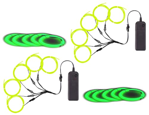 Image of MaxLax EL Wire, Portable Neon Lights EL Wire 5 in 1 Meter, Electroluminescent Wire for Halloween Decoration, Christmas Party, Blacklight Run,DIY Decoration (Lime Green, 2Pack 5 in1M)
