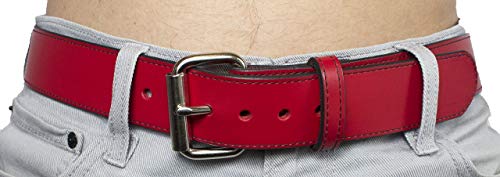 Handmade Leather Belt 1 1/2" Genuine Red Leather Belt Changable Buckle, Leather Dress Belt, Birthday Gift, Fathers Day, Big and Tall, Personalized Free, Proudly Made in USA3