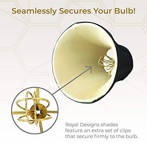 Image of Royal Designs, Inc. BSO-704FC-6BLK /GL-2 True Bell Basic Lamp Shade with Flame Clip, 3.5 x 6 x 6.25, Black with Gold, 2-Pack