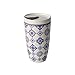 Villeroy & Boch To Go Indigo Becher 350 ml randvoll gemessen, Premium Porzellan/Silikon, blau/weiß, 15 cm