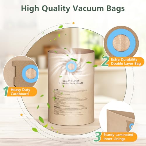Image of DXVA19-4101 Vacuum Bags for DEWALT 6, 8, 9, 10 Gallon Wet /Dry Shop Vacuums