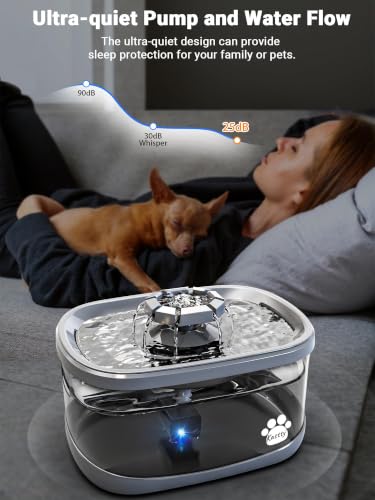 Image of Kastty 2.5Gal /9.5L Dog Water Fountain Extra Large Pet Fountain 3 Flow Modes Cat Fountain w /Larger Filter Super Filtration& Smart LED Pump& Safe Touch Tech, BPA-Free, Quiet, Ideal for Large Dogs Pets