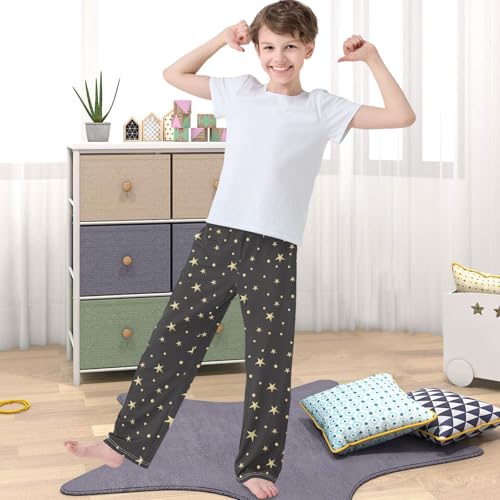 Boy's Pants Night Sky Gold Star Planet Jogger Pants Elastic Waist Long Bottoms Trousers with Pockets 6-14 Years4