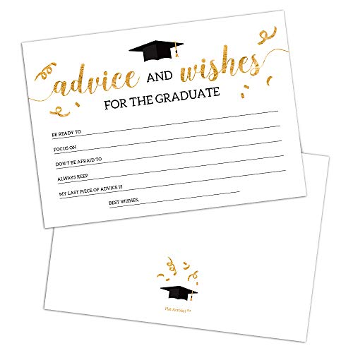 Hat Acrobat 2024 Graduation Advice Cards for the Graduate (50 Pack) | Black and Gold Graduation Wishes and Advice Cards | Graduation Party Games Decorations for High School and College (Classy)