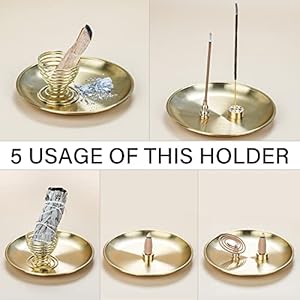 Zenbless5in1incenseburnerpalosantoholdersageholderincenseholderforincensestickscoilincenseincensecones55inchesbrassashcatcherformeditationyogaroom Urban Country Home Decor Zenbless 5 in 1 incense burner palo santo holder sage holder incense holder for incense stickscoil incenseincense cones 55 inches brass ash catcher for meditation yoga room urban country home decor