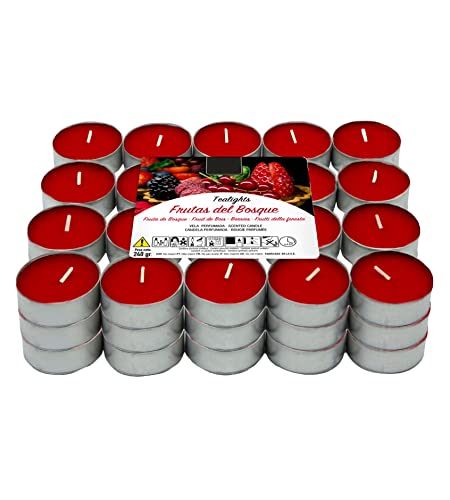 Lot de 60 bougies chauffe-plat parfumées fruits rouges