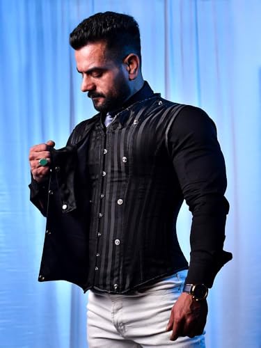 Men’s Corset Vest – Slimming Waist Trainer Body Shaper for Men – Gothic Steampunk Double-Breasted Corset Top4