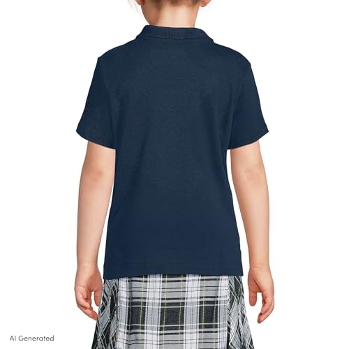 Image of Lands' End School Uniform Girls Short Sleeve Feminine Fit Interlock Polo Shirt