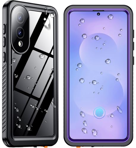 SPIDERCASE for Samsung Galaxy S25 Edge Case Waterproof, Built-in Screen&Camera Lens Protector, [IP68 Underwater][12FT Military Grade Shockproof] Phone Case, Purple/Clear
