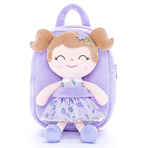 Image of Gloveleya Toddler Backpack Baby Girl Gift Kids Backpack Plush Bag Diaper Bag Plush Printed Violet