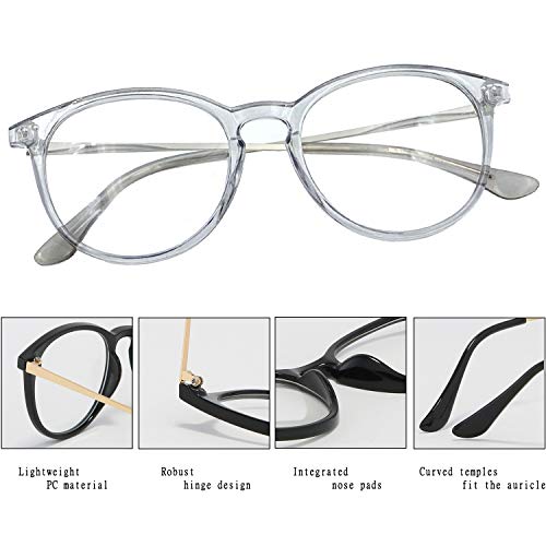 Image of Kursan Non Prescription Clear Lens Fake Glasses for Women Men Retro Round Plastic Frame Eyeglasses
