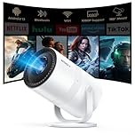 WISHOLY 1080P Mini Projector with WiFi 6 and Bluetooth [Built-in App & Electric Focus] Portable Outdoor Projector, 180° Rotatable Short Throw Movie Projector Compatible with Smartphone, HDMI, USB