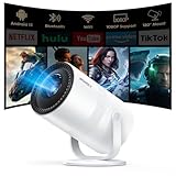 WISHOLY 1080P Mini Projector with WiFi 6 and Bluetooth [Built-in App & Electric Focus] Portable Outdoor Projector, 180° Rotatable Short Throw Movie Projector Compatible with Smartphone, HDMI, USB