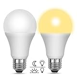 Akynite Bombilla Crepuscular LED Exterior E27 Luz Calida 3000K 10W 1000LM, pack de 2