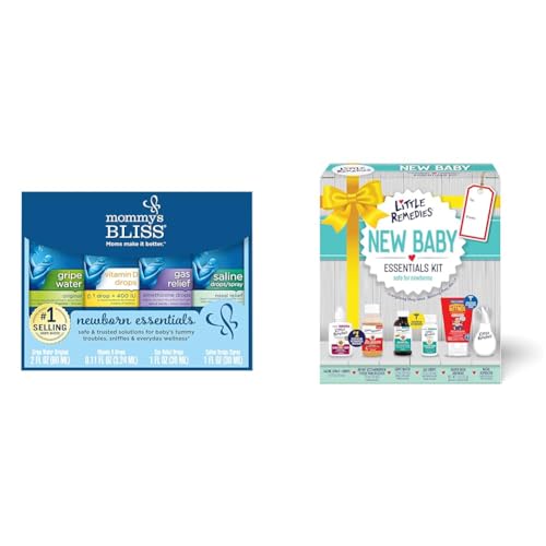 Image of Mommy's Bliss Newborn Gift Set with Gripe Water, Vitamin D, Saline & Little Remedies New Baby Kit with 6 Essentials