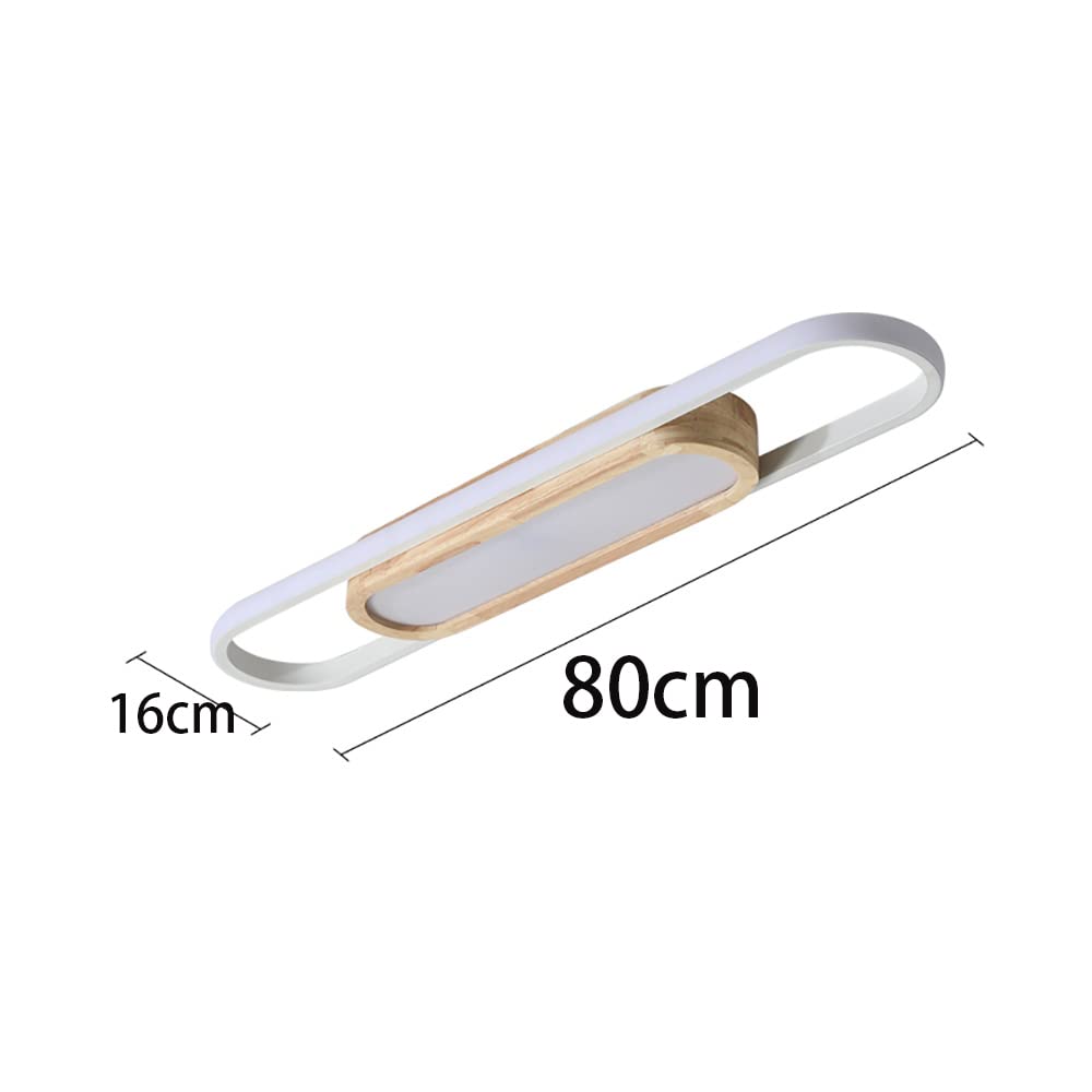 Plafonnier LED Couloir avec Detecteur de Mouvement Induction 3000K lampe de Plafond à Bois Moderne Luminaire de plafond avec capteur de lumière du jour pour Salon Chambre Entrée Garage Balcon (80cm)